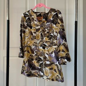EUC Tory Burch silk butterfly print blouse.